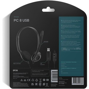 EPOS PC 8 USB Kabel Auf den Ohren Stereo Headset - Schwarz - Binaural - Ohraufliegend - 42 Hz bis 17 kHz Frequenzgang - 20