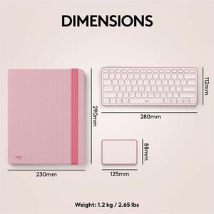 Logitech Casa Pop-Up Desk Work From Home Kit with Laptop Stand, for Laptop/MacBook (10" to 17"), Rose - Bohemian Blush