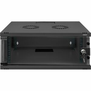 Digitus 4U Wall Mountable Enclosed Cabinet Rack Cabinet for Networking270 mm Rack Depth - Black - Glass, Sheet Steel - 60 