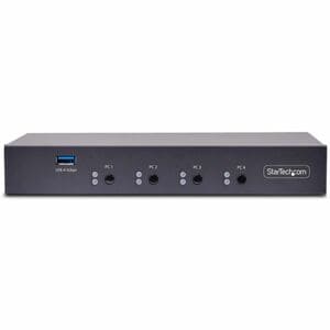 StarTech.com 4-Port KM Switch w/ Mouse Switching, USB 3.0 Keyboard/Mouse Switcher for 4 Computers, 3.5mm and USB Audio, TA