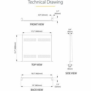 StarTech.com CABSHELF116V2PK. Typ: Regalboden, Gehäusematerial: SPCC, Produktfarbe: Schwarz. Quantity per pack: 2 Stück(e)