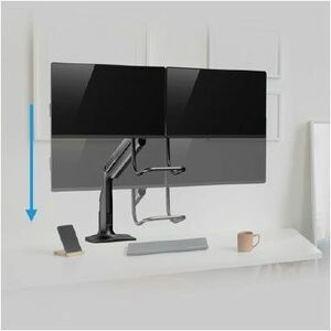 Bras support d'écran V7 DM1HDD pour Moniteur, Affichage - Noir mat - Support de barre à ressort à gaz robuste V7 pour doub