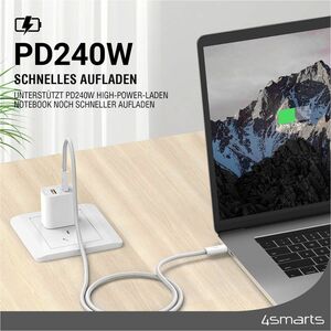 4smarts 540959. Kabellänge: 1,5 m. Anschluss 1: USB C, Anschluss 2: USB C, USB-Version: USB 3.2 Gen 1 (3.1 Gen 1), Max. Da