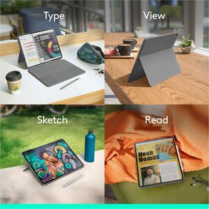 Logitech Combo Touch iPad Air 13-inch (M2 & M3)(2024 & 2025) Keyboard Case - Detachable backlit keyboard, Oxford Grey - Sc