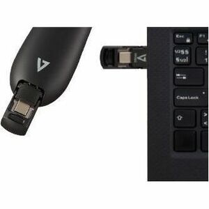 V7 WP500C Pointer - Funkfrequenz - USB-Typ C, USB Typ-A - Laser - 5 Taste(n) - Schwarz - Kabellos - 50 m - 2,40 GHz - 2 x 