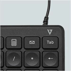 V7 KP350 Keypad - Cable Connectivity - USB Type A Interface - Black - Calculator, Email Hot Key(s) - ChromeOS, macOS Ventu