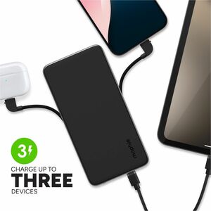 mophie Powerstation Plus Power Bank - Black - For iPhone - 10000 mAh - 30 W - USB Type-C Connector - LED Indicator - Black