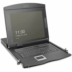 Digitus LCD Rack Console KVM Switch - Jet Black - 48.3 cm (19") LCD - Full HD - 1920 x 1080 - 8 x Network (RJ-45) - 1 x US