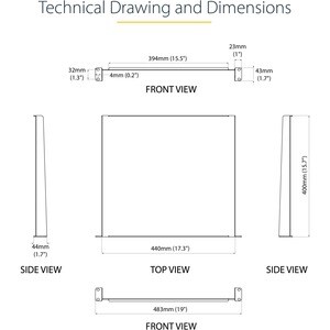 1U Server Rack Shelf - 16 Deep - Cantilever Rack Shelf for 19 Network Equipment (CABSHELF116)