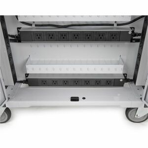 Rocstor Volt C42 Pre-Wired Charging Cart with Intelligent Power Charging 90W - 3 Shelf - 3 Drawer - Push Handle Handle - 4