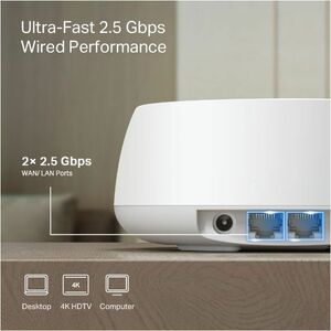 Routeur sans fil TP-Link Deco BE25 - Wi-Fi 7 - IEEE 802.11 a/b/g/n/ac/ax/be - Ethernet - Bi bande - 2,40 GHz Bande ISM - 5