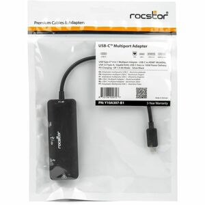 Rocstor Premium USB Type-C 4-in-1 4K Multiport Adapter - for Smartphone, Monitor, Notebook, Tablet, Desktop PC - Charging 