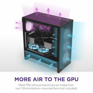 NZXT H5 Flow CC-H52FB-R1 Computer Case - ATX Motherboard Supported - Mid-tower - Mesh, Tempered Glass, Galvanized Cold Rol
