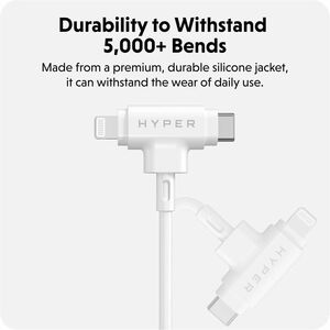 Hyper HyperJuice HJ4010WHGL 1.52 m Lightning/USB-C Data Transfer Cable - Cable for Notebook, Tablet, Phone, MacBook Air, H