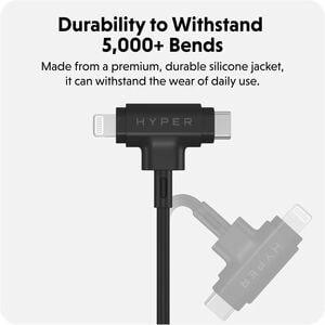 Hyper HyperJuice HJ4010BKGL 1.52 m Lightning/USB-C Data Transfer Cable - Cable for Notebook, Tablet, Phone, MacBook Air, H