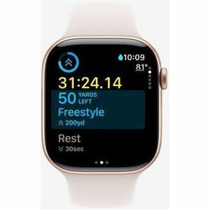 Apple Watch Series 10 Smartwatch - 42 mm Case Height - 36 mm Case Width - Rose Gold Case Color - Pink Band Color - Alumini