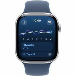 Apple Watch Series 10 Smartwatch - 46 mm Case Height - 39 mm Case Width - Silber Case Color - Denim Band Color - Aluminium