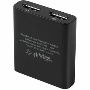 OWC Thunderbolt Dual DisplayPort Adapter - 1 x USB Type C - Female - 2 x DisplayPort 1.4 Digital Audio/Video - Female - 76