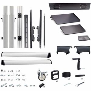 StarTech.com TV Rollwagen/Ständer mit Rollen, TV bis 100 Zoll/100kg, Höhenverstellbare TV Halterung/TV Standfuß/Mobiler Fe