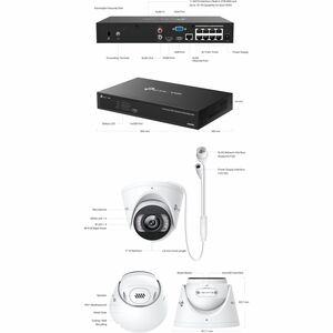 TP-Link VIGI 4MP Full-Color Turret IPC & 8 Channel PoE+ NVR KIT - 2 TB HDD - Camera, Network Video Recorder - 6 Camera(s) 