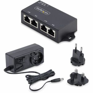 StarTech.com PoE+ Injector - 120 V AC, 230 V AC Input - 52 V DC, 580 mA Output - RJ-45 Input Port(s) - PoE+ Output Port(s)