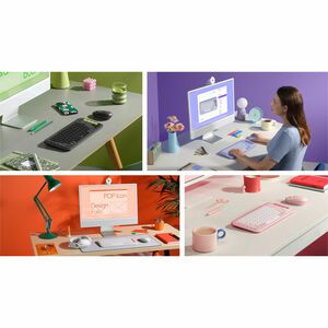 Logitech POP Icon Combo Keyboard & Mouse - Wireless Bluetooth Keyboard - Spanish - Off White, Lilac - Wireless Bluetooth M