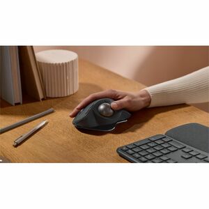 Logitech MX Ergo S Trackball - Optical - Wireless - 32.81 ft - Bluetooth - Rechargeable - Graphite - USB Type A - 2048 dpi