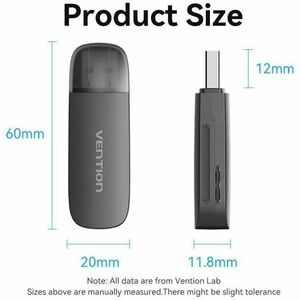 Vention CLEB0 Flash Drive/Flash Card Reader - USB 2.0 Type A - 1 - 512 GB Flash Drive - 480 MB/s - SD, microSDHC, SDHC, SD