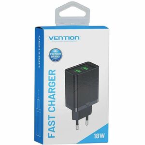 Vention 18 W AC Adapter - Box - Universal Adapter - 2 USB - For Smartphone, iPhone - 120 V AC, 230 V AC Input - 3.6 V DC, 