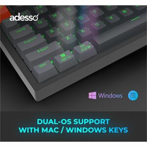 Adesso EasyTouch 1100 Keyboard - Wired/Wireless Connectivity - Bluetooth/RF - 2.40 GHz - USB Interface - RGB LED - 88 Key(