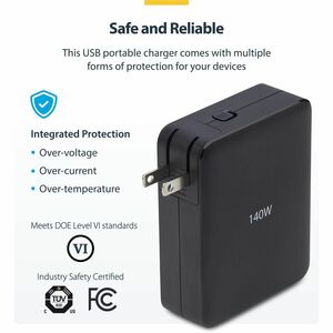 StarTech.com 140W USB-C-Wandladegerät, 3x USB-C/1x USB-A, PD 3.1 Internationaler GaN-Ladegerät/Netzteil für MacBook/Dell X