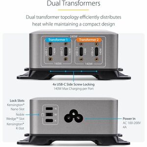 StarTech.com 424DEU-USB-C-CHARGER 240 W Wechselstromadapter - 240 W - 5 V Gleichstrom, 9 V DC, 12 V Gleichstrom, 15 V DC, 