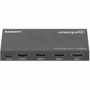 Manhattan Audio/Video Switchbox - Cable - 3840 x 2160 - 4K, 4K UHD - 1080p - 3 Input Device - 1 Display - TV, Projector - 