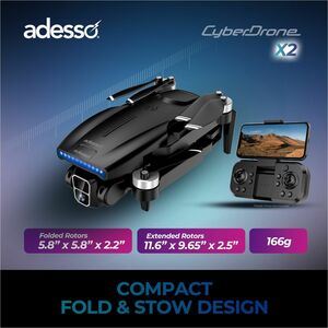 Adesso Drone with 1080P FVP Camera and Remote Controller - 14+ Age - 2.40 GHz - 0.25 Hour Run Time - 262.47 ft Operating R