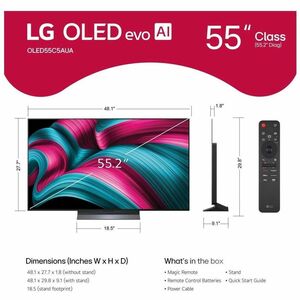 LG evo C5 OLED55C5PUA 55.2" Smart OLED TV - 4K UHDTV - Alexa, Apple HomeKit, Google Assistant Supported - webOS 25 - AI So