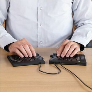 R-Go Split Break Tastatur - Kabel Konnektivität - USB-Typ C Schnittstelle - Englisch (US) - QWERTY Layout - Schwarz - Sche
