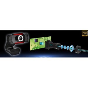 Adesso CyberTrack CyberTrack H3 Webcam - 1.3 Megapixel - 30 fps - Black, Red - USB 2.0 - 1280 x 720 Video - CMOS Sensor - 