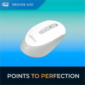 Adesso iMouse A30W Mouse - Radio Frequency - USB Type A - Optical - 4 Button(s) - White - Wireless - 9.14 m - 2.40 GHz - 1