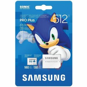 Samsung PRO Plus MB-MD128S 512 GB Class 10/UHS-I (U3) V30 microSDXC - 1 - 180 MB/s Read - 130 MB/s Write