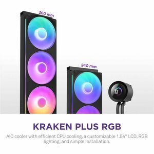 NZXT Kraken Plus 360 RGB RL-KR360-B2 Cooling Fan/Water Block - CPU - 3 x Fan(s) - 127.51m³/h Maximum Airflow - 2400 rpm - 