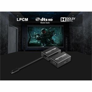 Rocstor TrueReach Video Extender Transmitter/Receiver - 196.85 ft Range - 2 x Network (RJ-45) - 2 x USB - 1 x HDMI Out - 1