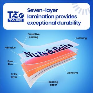 Brother Genuine P-touch TZe631 BK on YL Label Tape, Laminated, 12mmX8m - 15/32" (12 mm) Width - Yellow - Laminated - Water
