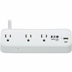 Tripp Lite series Protect It! TLP308U20CLAMP 3-Outlets Surge Suppressor/Protector - White - NEMA 5-15P - 3 x NEMA 5-15R, 1