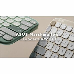 Asus Marshmallow KW100-OM-CP Keyboard - Wireless Connectivity - Oat Milk - Scissors Keyswitch - Bluetooth - 5 - 10 m (393.