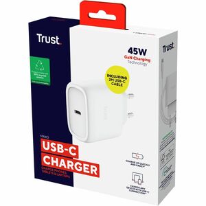 Adattatore CA Trust Maxo - 45 W - Adattatore universale - 1 USB Type-C - Per Smartphone, Tablet PC, Computer portatile - E