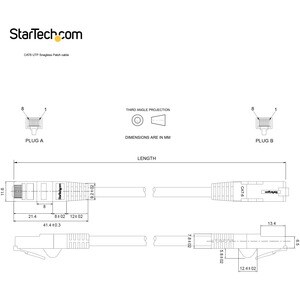 StarTech.com 50 cm (19.69") Category 6 Network Cable - 1 - Cable for Network Device - First End: 1 x RJ-45 Network - Male 