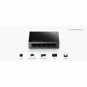 Cudy 5-Port Gigabit Desktop Switch - 5 Ports - Gigabit Ethernet - 10Base-T, 100Base-TX, 1000Base-T - 2 Layer Supported - T
