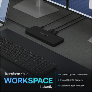 VisionTek VT4600DL Universal Dual 4K Docking Station 100W Charging (USB-A, USB-C) - for Notebook, Laptop, Desktop, Monitor