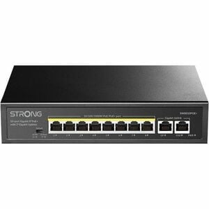 Switch Ethernet Strong SW8010POE+ 10 Porte - Gigabit Ethernet - 10/100/1000Base-T - Nero - 2 Layer supportato - Coppia inc