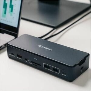 Docking station Verbatim USB Type-C per Altoparlante, Monitor, Cuffia - Compatibilita carica - Lettore schede di memoria -
